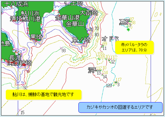 ■南三陸牡鹿半島・金華山は、名勝地です。金華山前や沖あいは巨大魚が回遊します。